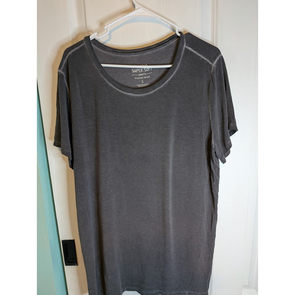 Torrid Super Soft Knits Charcoal Gray Mineral Wash Scoop Neck T-Shirt Size 1 1X